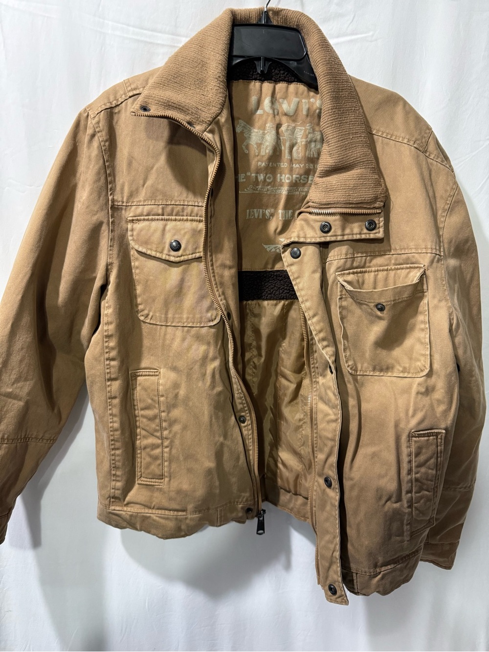 Levi's Men's Tan Canvas Shirt Jacket with Cord Collar